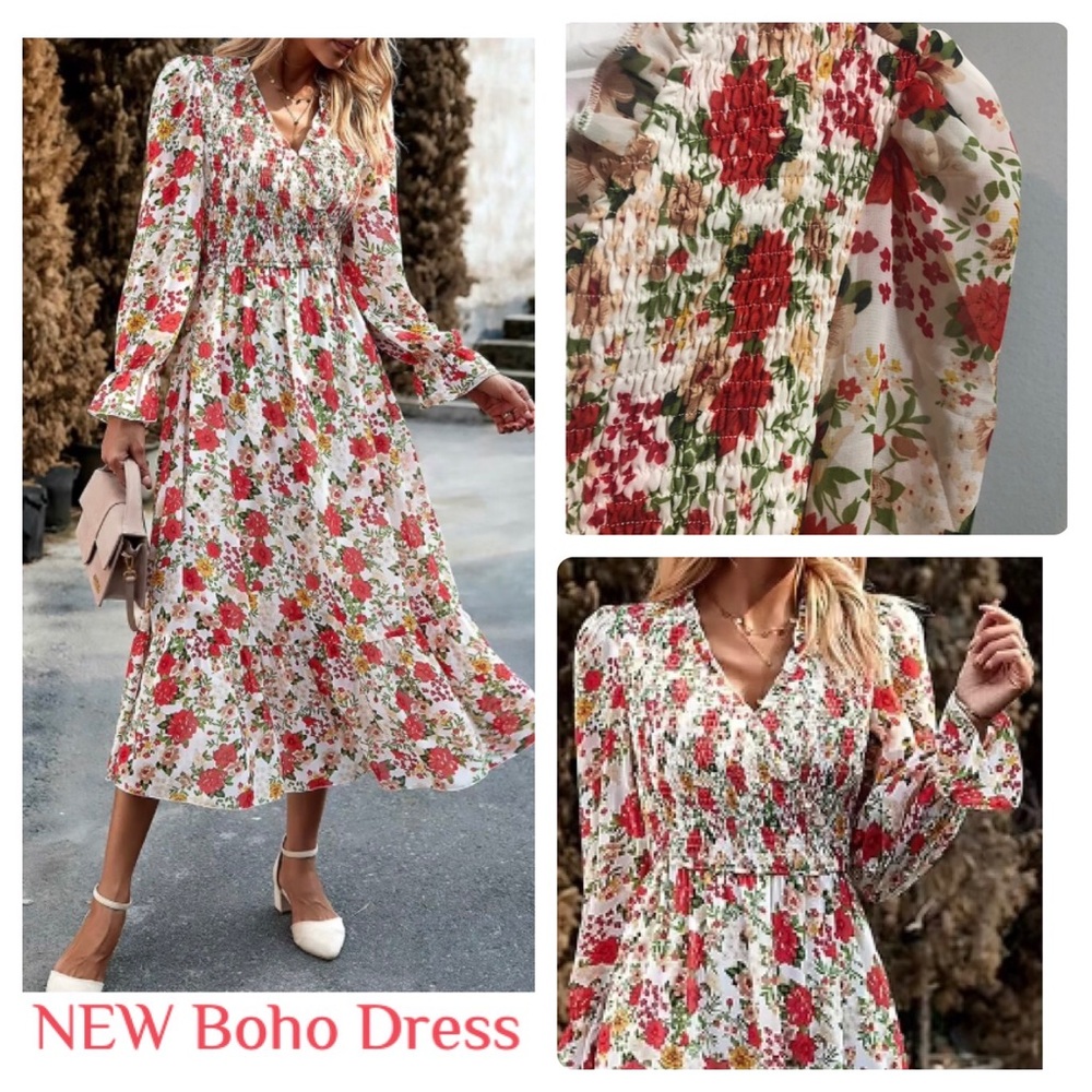 Floral Chic Bohemian Dress NEW